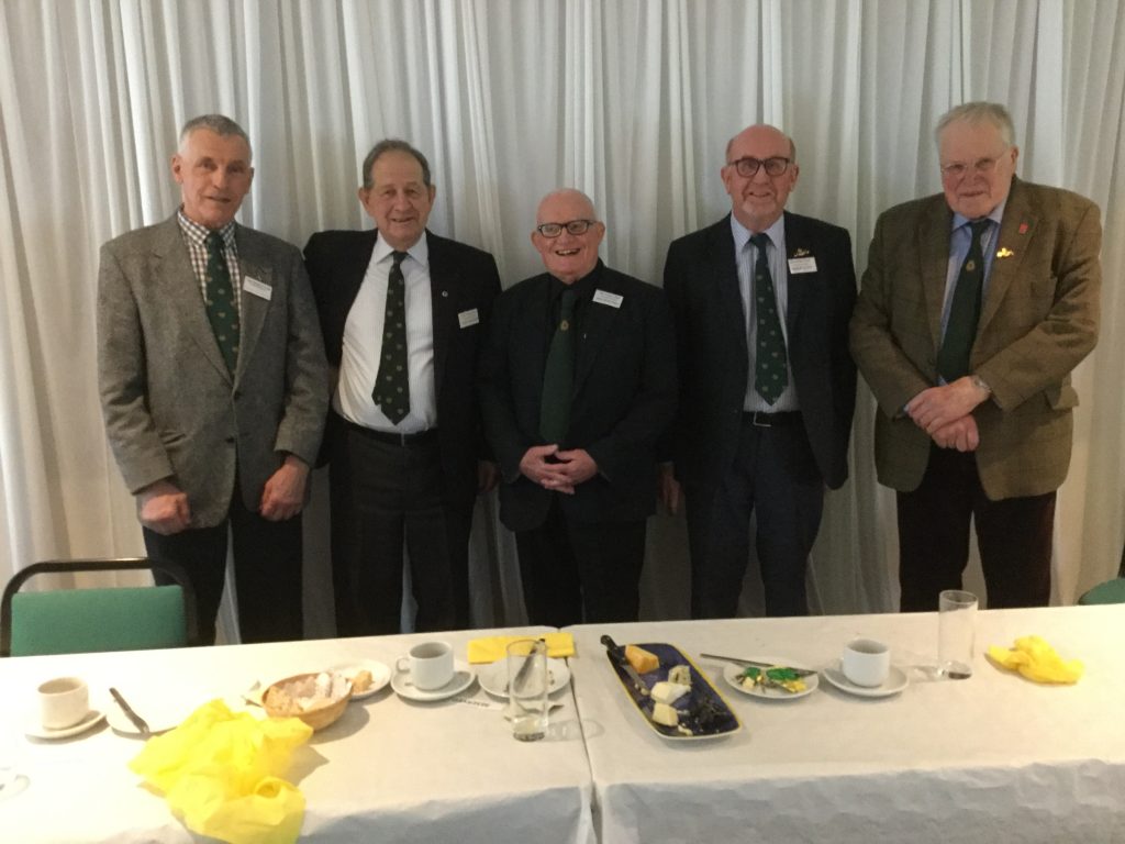 Hawick and District Scots Lunch 23rd Jan 2020. Photo L to R: Sandy McLaren-Programme Convenor, Giles Passmore-President, Billy McWatters-Secretary, Robert Scott-Treasurer, Tony Wilson-Press Secretary.